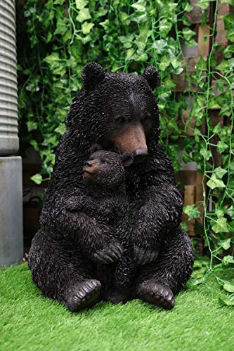 Ebros Large Rustic Forest Lifelike Black Mother Bear Cuddling Baby Cub Statue 21.5" Tall Family Bears Motherhood Western Cabin Lodge Garden Patio and Home Decor Hand Painted Figurine