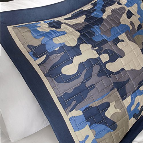 Mi Zone Cozy Quilt Set, Casual Modern Design, All Season Teen Bedding Coverlet Bedspread, Decorative Pillow, Boys Bedroom Décor, Twin/Twin Xl, Josh Blue, 3 Piece #TOP3
