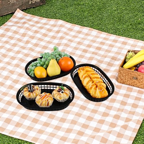 Leendines 12-Pack Plastic Fast Food Baskets, Restaurant Food Serving Baskets, Black
