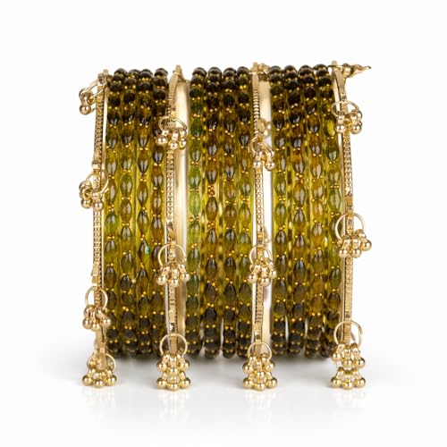 Image of Shining Diva Fashion 16 Pcs Trendy Stylish Glass & Kashmiri Ghungroo Bangles Set for Women & Girls | Traditional Festive Wedding Party Jewellery