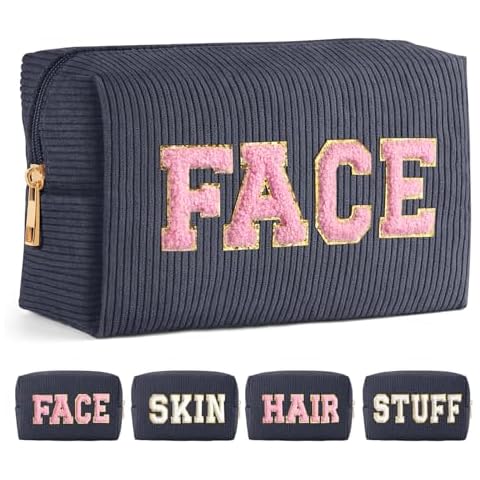 MAGEFY Small Makeup Bag for Purse Portable Makeup Pouch with Compartments Corduroy Make up Bag for Women Travel Cosmetic Essential (Dark Gray, FACE) Cover