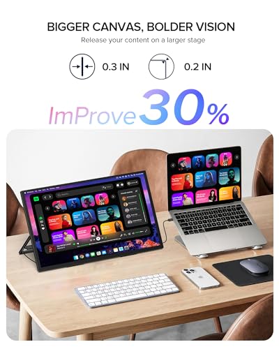 Image of UPERFECT Portable Monitor 4K 60Hz 18.5 inch, 145% sRGB QLED Laptop Monitor, 400 Nits Ultra-Slim Monitor, USB-C & HDMI, VESA & Case, Travel Second Screen for Laptop, Computer, Mini PC, Game Consoles