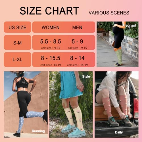 Image of 4 Pairs Compression Socks for Women Circulation-Best Support for Nurses,Running,Athletic,Travel
