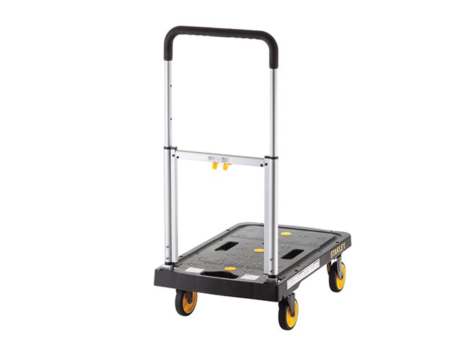 Stanley Klappbarer Plattformwagen PC517 - Max. 120KG - Aluminium - 68 x 41 x 92 cm - Anti-Rutsch-Plattform - Schwarz/Gelb