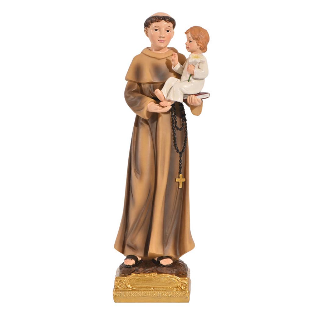Zeizafa Holy Father Collectible Figurines Holy Anthony Statue Child Figurine Decorative Home Décor Accents Cute Angel Ornament