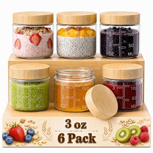 Rocaris 3 oz Glass Jar with Airtight Lid (Pack of 6)