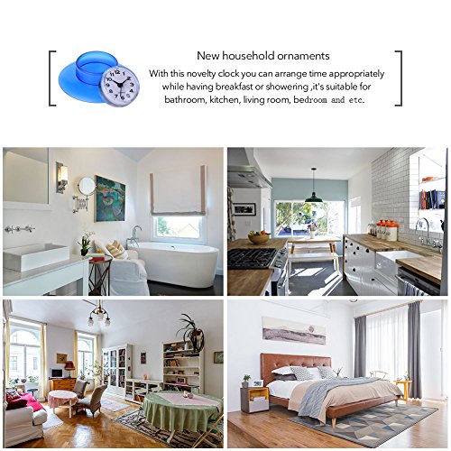 Nikou Dusche Wanduhr, Badezimmeruhr mit Saugnapf, Runde Mini wasserdichte Uhr Cute Badezimmer Kinderzimmer Zeitwerkzeug für Badezimmer, Küche, Wohnzimmer, Schlafzimmer (Blau)
