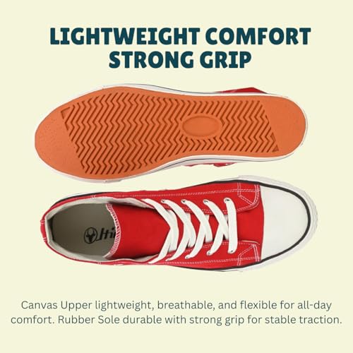 Image of Hirolas Men's Vulcanized Canvas Rubber Toe High Ankle Skateboard Sneakers Shoes.