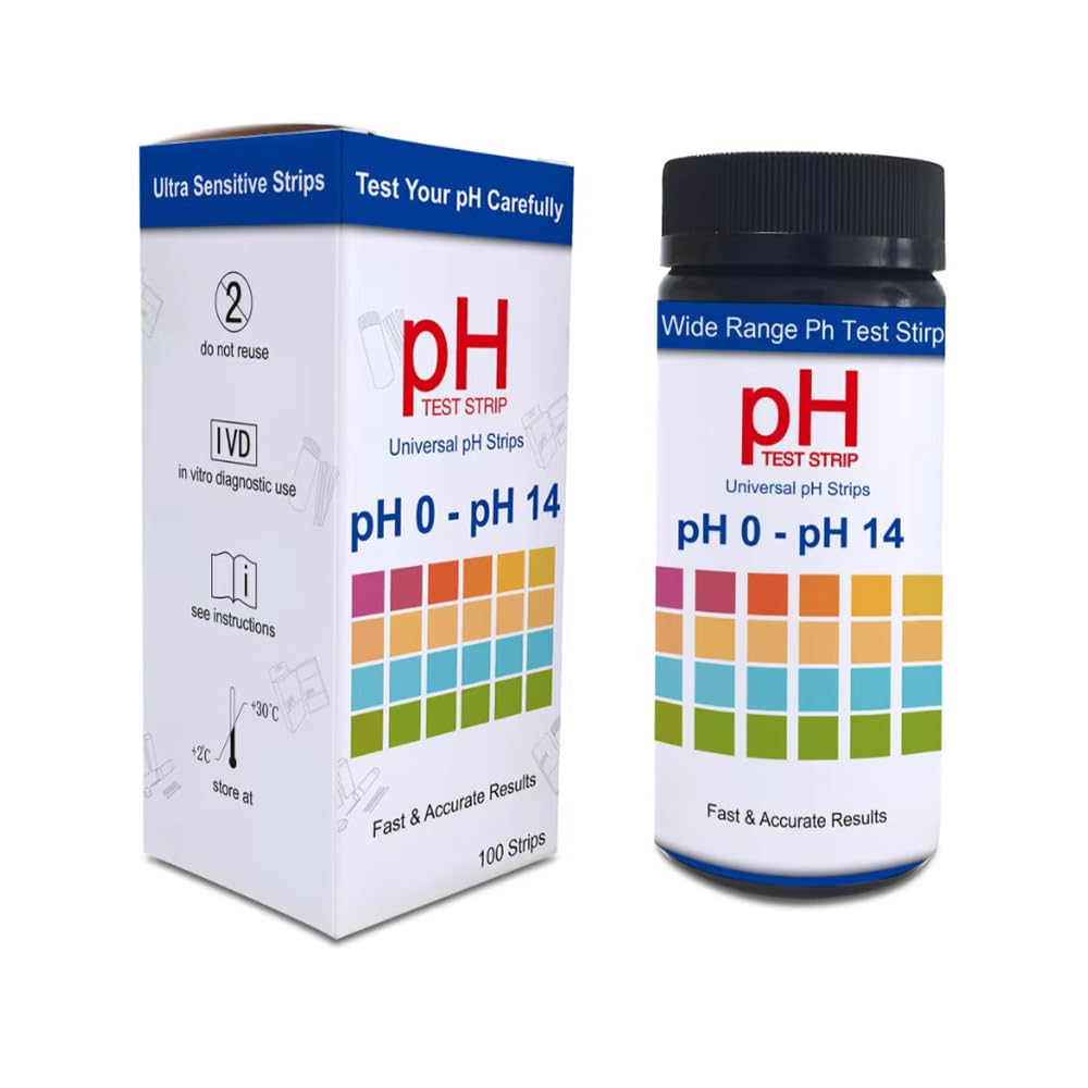 100 PCs Ph Strips for Aquarium Litmus Ph Test Strips for Women in Airtight Bottle Ph Test Strips Range 0-14 ph Paper for Pet Food Saliva Water Urine Test and Diet Monitoring PH Level Lab Pool