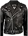 Price comparison product image Skintan Mens Black Real 100% Genuine Leather Brando Motorcycle Biker Classic Motorbike Jacket XL - 44