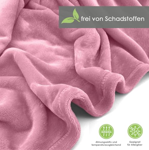 Kuscheldecke flauschig Flanell Wohndecke warm Oekotex Tagesdecke Überwurf Sofadecke fusselfrei Fleecedecke Super Soft XL Decke 150x200 cm Typ380 Woodrose