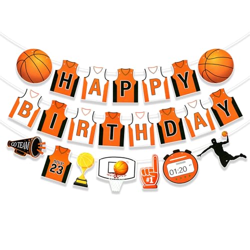 Image of Rozi Decoration Basketball Theme Happy Birthday Banner Decoration for Kids, Girl, Boy - Sport & Game Birthday Decor Pack of 1 Set Banner