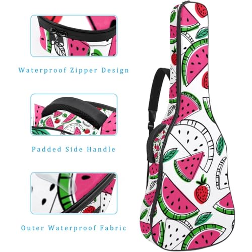 Housse de guitare en tissu Oxford épais rembourré avec boucle de suspension et sangle de cou Motif pastèque, Multicolore 4., 42.9×16.9×4.7 in, Sac de transport tendance pour guitare - Les Beatles, Paul McCartney, John Lennon, RIngo Starr, George Harrison Housse de guitare en tissu Oxford épais rembourré avec boucle de suspension et sangle de cou Motif pastèque, Multicolore 4., 42.9x16.9x4.7 in, Sac de transport tendance pour guitare – Image 5