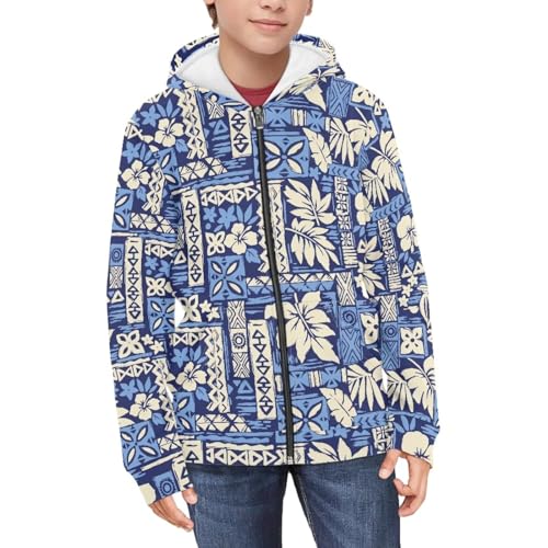 Kid's Long Sleeve Sweatshirt Everyday Wear Lightweight Unisex Workout Hoodie Polynesian Tropical Print3