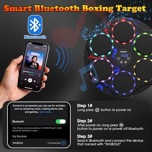 Image of Music Boxing Machine for Kids & Adults - Wall Punching Pad with Lighting, 9-Speed Bluetooth Boxing Game with Gloves, Wall Mounted Exercise Equipment, 2026 Upgrade Boxing Equipment for Kids Age 6+