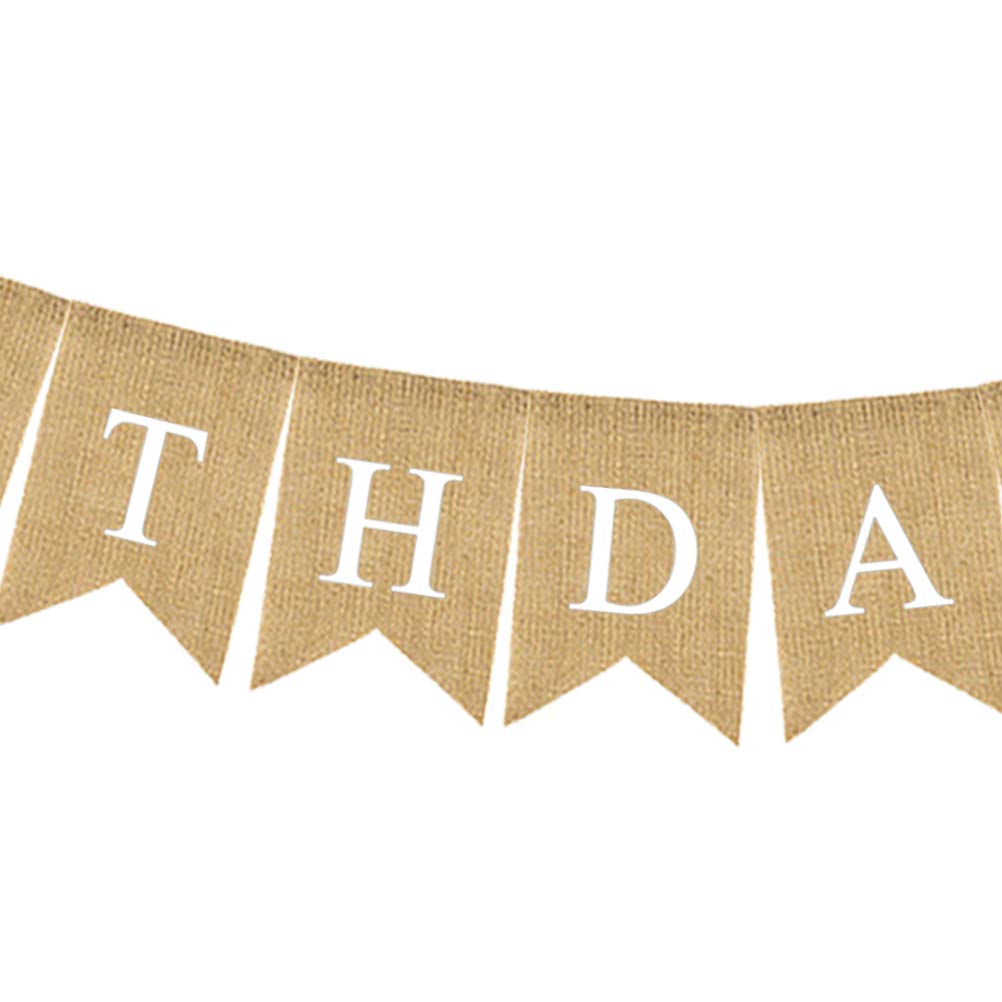 BESTOYARD Birthday Bunting Banner Decorative Burlap Banner Linen Swallowtail Pull Flag Party Supplies (Happy Birthday Letters Sunflower Pattern)