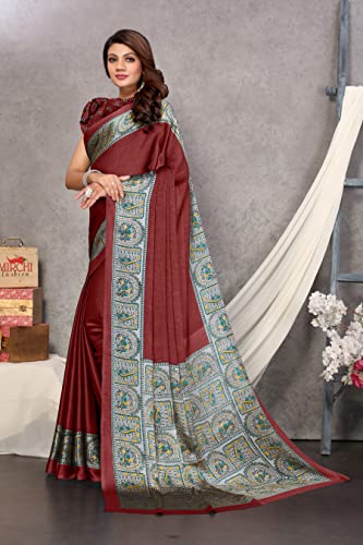 Image of MIRCHI FASHION Women Saree Chiffon Chintz Motif | Breathable Lightweight Border Pallu Printed Sari for Office and Daily Use (Available in 15 designs)