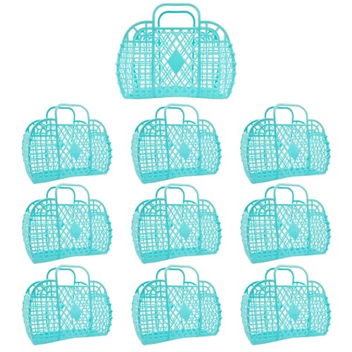 10 PCS Jelly Purse Jelly Basket Beach Bags, Reusable Plastic Jelly Beach Bag Beach Tote Gift Basket