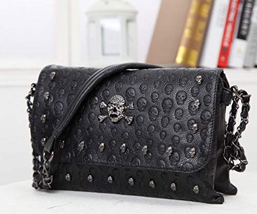 Punk Women Shoulder Top-handle Bag Skull Chain SatchelTote Handbag Purse Clutch4