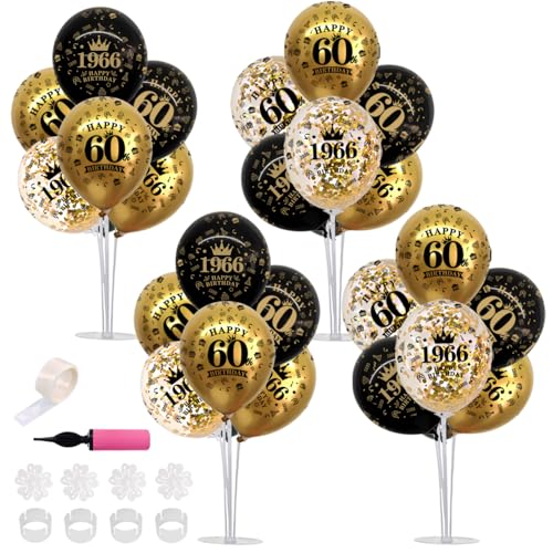Image of TONIFUL 4 Set 50th Birthday Decor Printed 1976 Black Gold Balloon Stand