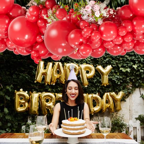 Image of 114pcs Red Balloons Different Sizes, 18 12 10 5 inch Red Latex Balloons Garland Arch Kit for Graduation Birthday Wedding Valentine's Day Christmas Party Decor