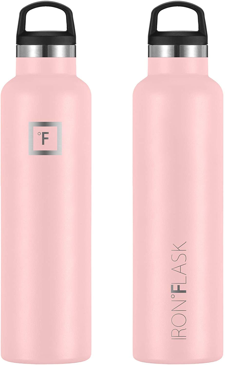 IRON °FLASK Sports Water Bottle - 24 Oz, 3 Lids (Straw Lid), Leak Proof, Vacuum Insulated Stainless Steel, Hot Cold, Double Walled, Thermo Mug, Standard Metal Canteen