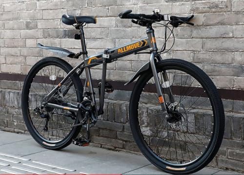 Wmmner Bicicleta de Montaña Plegable de 21 Velocidades, 24/26 Pulgadas, Sistema de Disco Mecánico, Altura de Sillín Ajustable/C/26 en