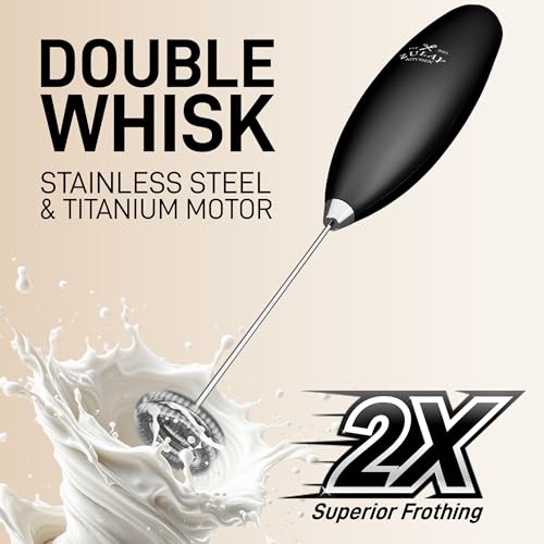 image for Zulay Kitchen Double Whisk Milk Frother with 2 Duracell Batteries - Po