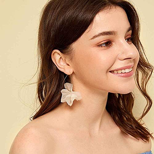 Boho Rose Petal Dangle Resin Earrings - Long Drop Acrylic Tiered Flower Earrings - Statement Exaggerated Floral Tassel Earrings for Women2