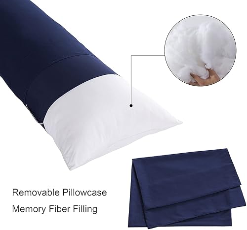 Miniatura 4 de ELNIDO QUEEN Almohada corporal con funda de almohada, almohada de cama larga suave para adultos, relleno de almohada de cuerpo completo transpirable
