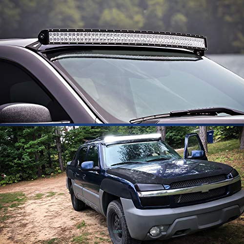 Image of Nilight 90032B 2PCS 54 inch Curved LED Light Bar Bracket at Upper Windshield Roof Cab for 99-06 Chevy Silverado Suburban Avalanche Tahoe & GMC Yukon Sierra, 2 Years Warranty, Black
