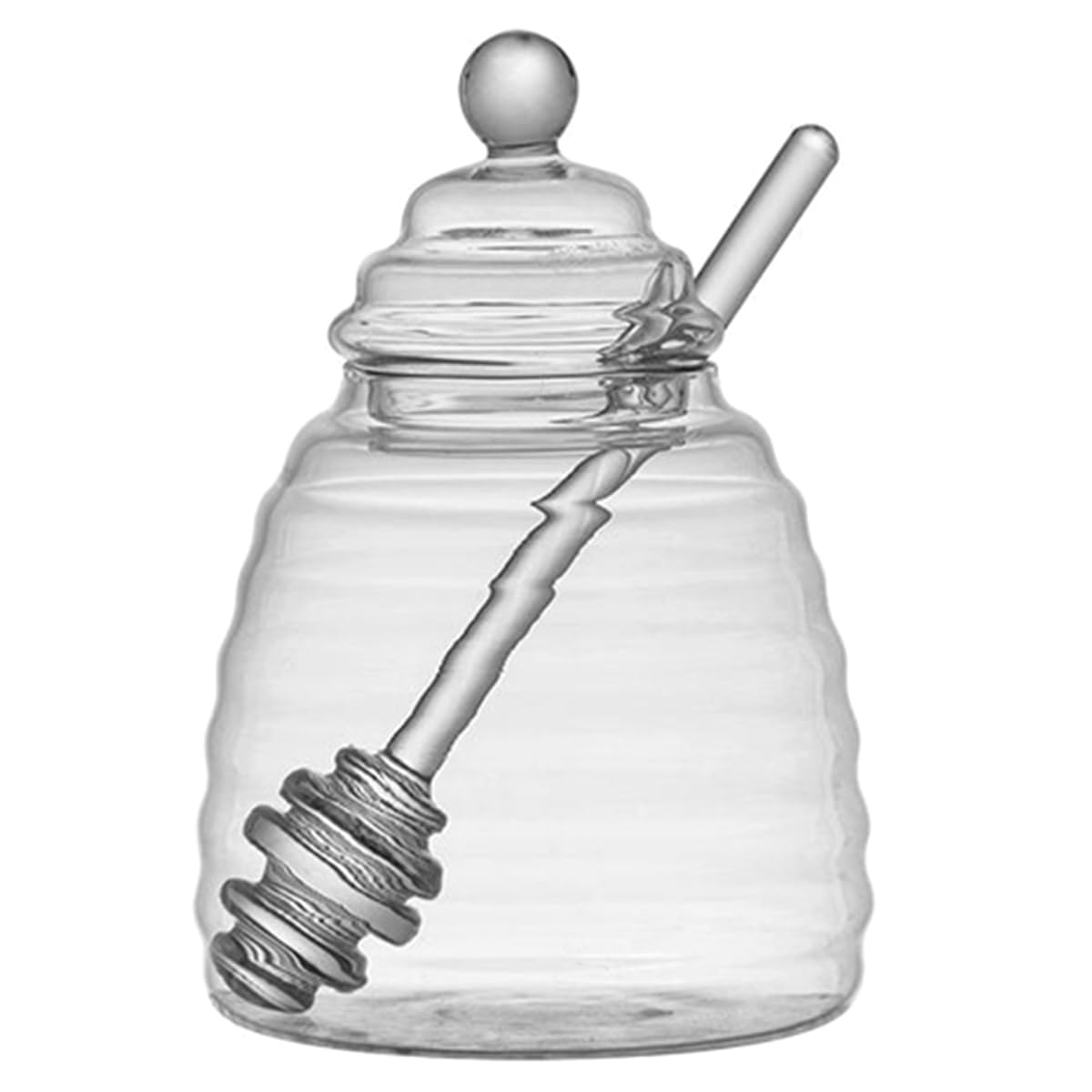 CTRLZS 1Set High Borosilica Glass Honeycomb Tank Honey Storage Container Honey Dipper and Lid L