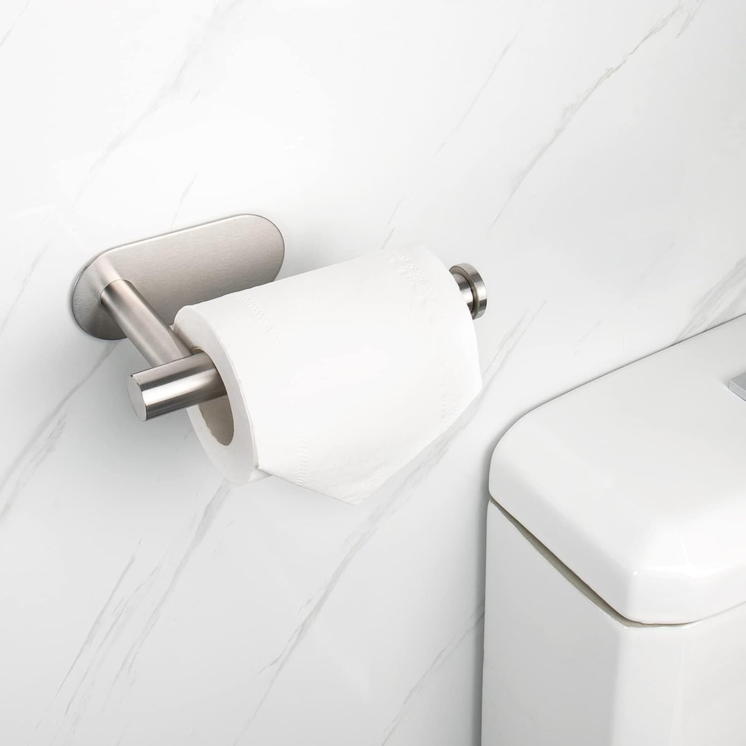 NearMoon Toilet Paper Holder Self Adhesive, Premium Thicken SUS304 Stainless Steel Rustproof Adhesive Toilet Roll Holder no Drilling for Bathroom, Kitchen, Washroom (10 Pack, Brushed Nickel)
