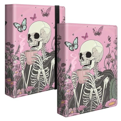 Image of Photo Album 4x6 120 Pockets Photos with Strong Elastic Band, Small Mini Albums Sheet Protector Folder for Photos, Album for Family Wedding Women Men Baby Vacation Gift, Pink Skull