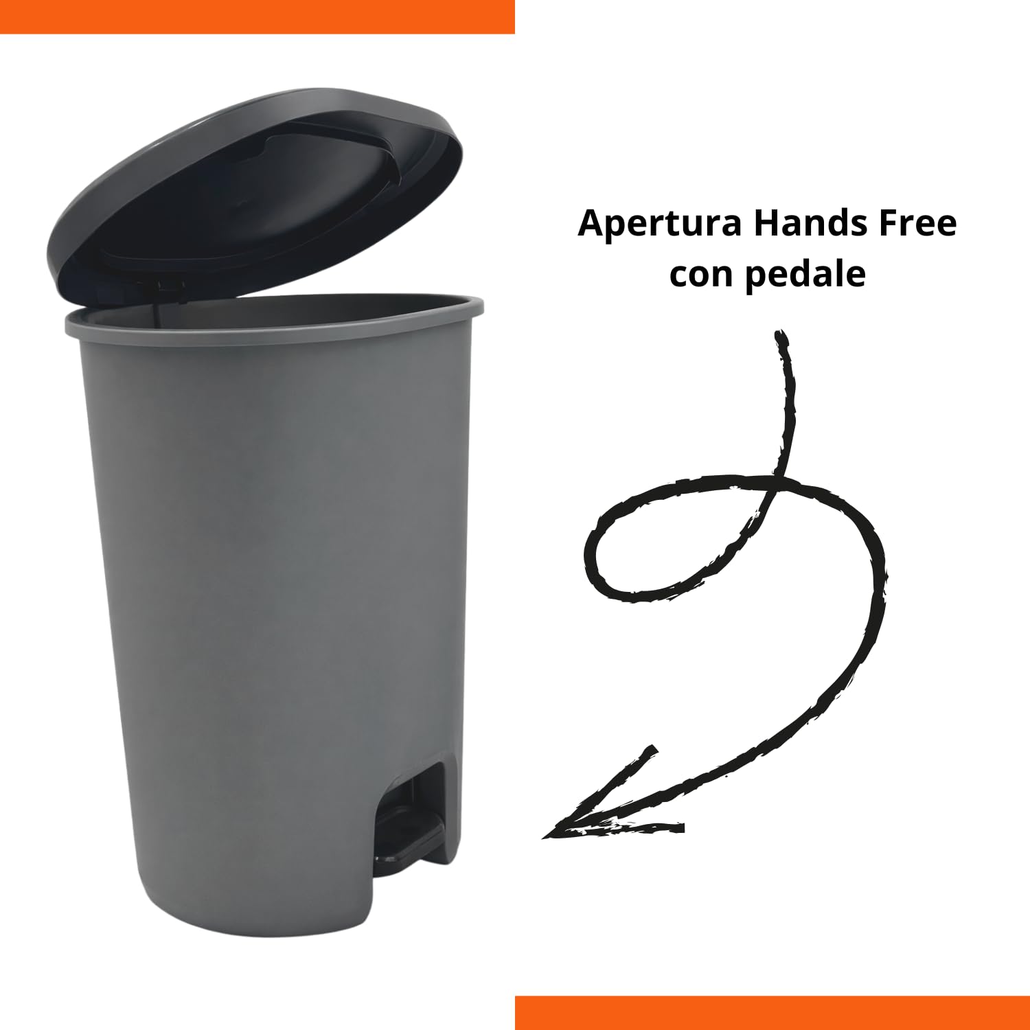 eacommerce Pattumiera spazzatura da cucina con apertura a pedale da interno ed esterno per uffici bar negozi (27 Litri - 38x30x48 cm)