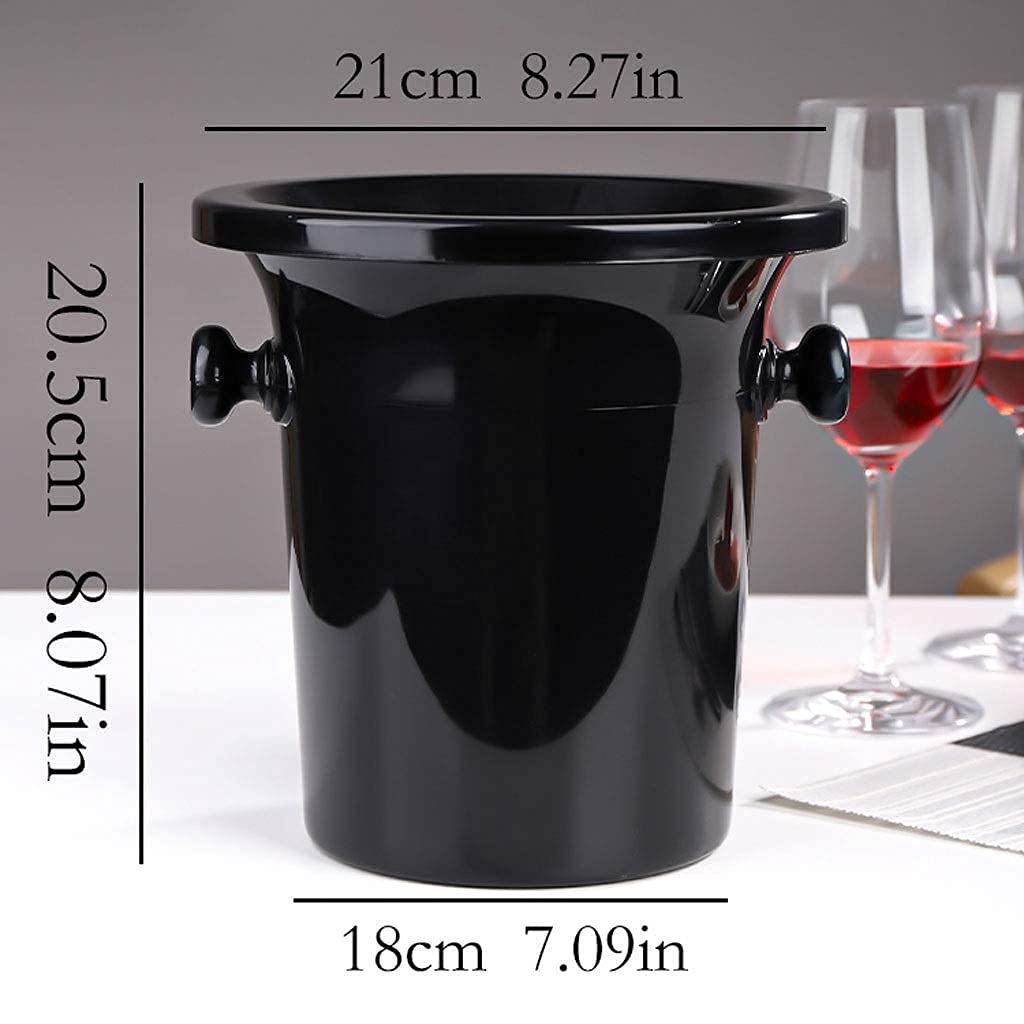 BHBXZZDB Embudo de Cubo de Hielo con asa Cubo de Hielo Restaurante Bar Cubo de champán de Vino Cubo Multifuncional para el hogar Cubo de plástico Reutilizable Cubo de Hielo (Color: Negro)