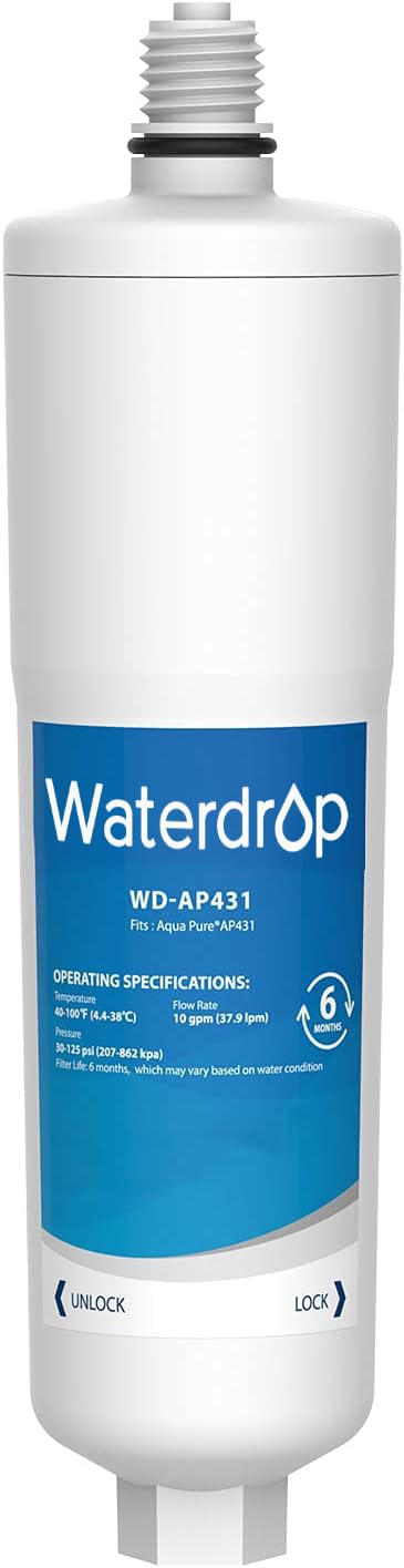 Waterdrop AP431 Cartridge, Replacement for Aqua-Pure AP431 Hot Water Scale Inhibitor for AP430SS, Pack of 1