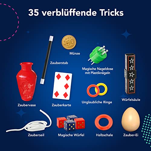 Kosmos 601799 Magic Die Zauberschule - Silber Edition, schnell Zaubern Lernen, 35 Zauber Tricks, viele Zauber Utensilien, Zauberkasten für Kinder ab 8 Jahre und Einsteiger, Magie in 3 Level