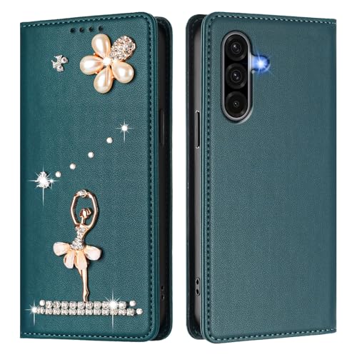 Étui portefeuille Samsung A36 5G housse protection antichoc avec béquille vert