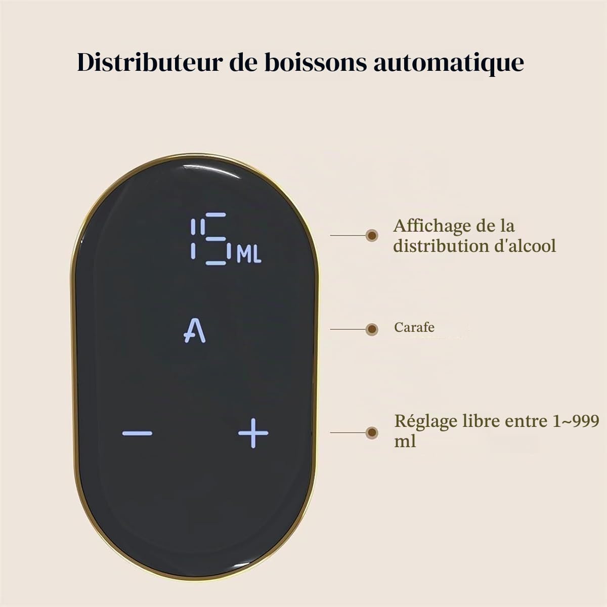 Sipvault – Distributeur intelligent de liqueur, décanteur de vin électrique, quantité réglable pour l'alcool (noir)