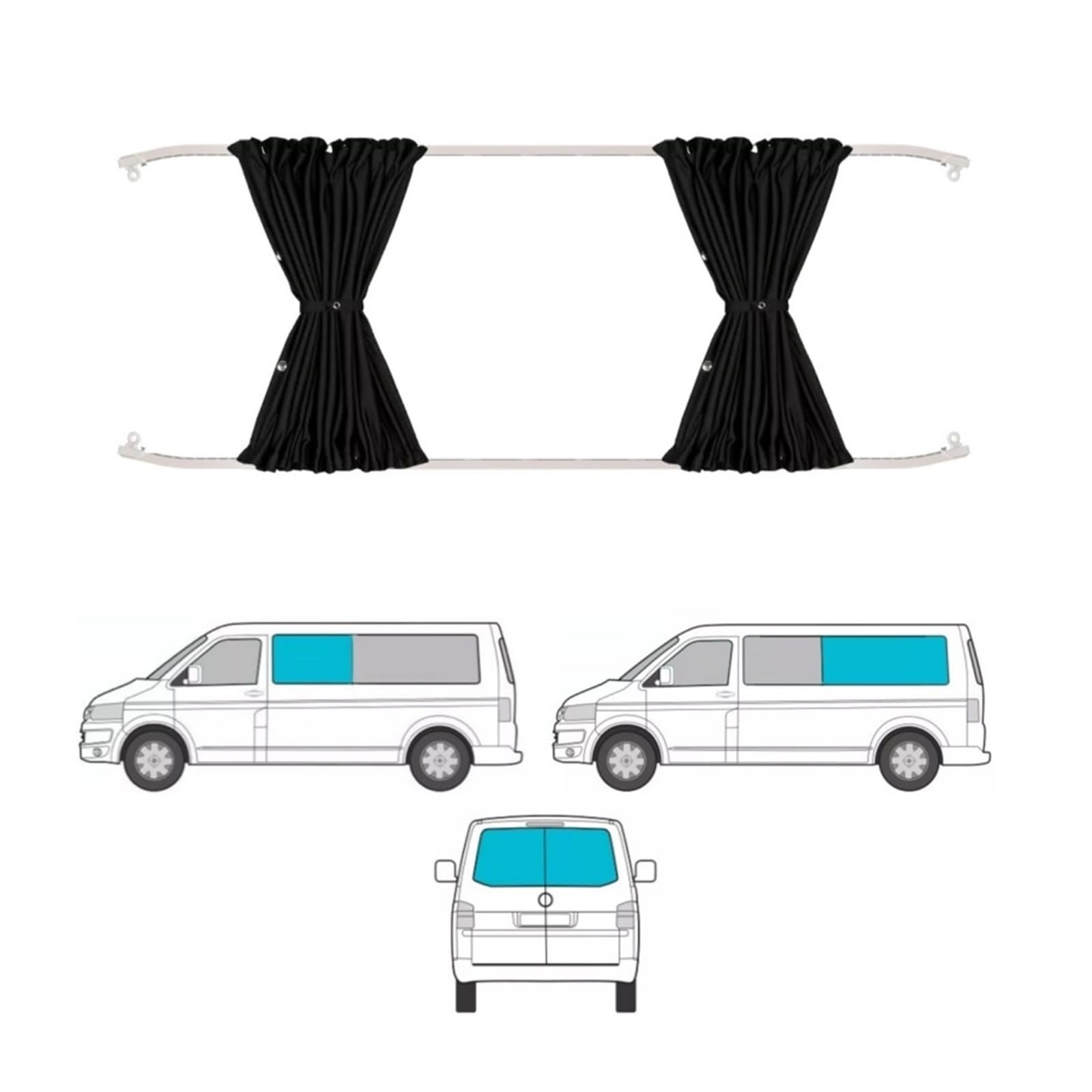 Cortina Trasera Autocaravana Oscurecimiento Kits de Cortinas for Ventanas, Parasol Lateral Central for Puerta Granero, protección UV