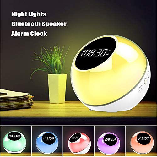 Preisvergleich Produktbild Nachtlichter Bluetooth Lautsprecher, Mini Tragbar Bluetooth Sprecher Bunt Schlafmittel Nachtlicht Weißes Rauschen Musik Wecker Zuhause LED Tischlampe Nachttischlampe