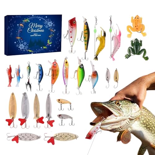 Calendrier de Noël de pêche avec 24 leurres de rive et de plage