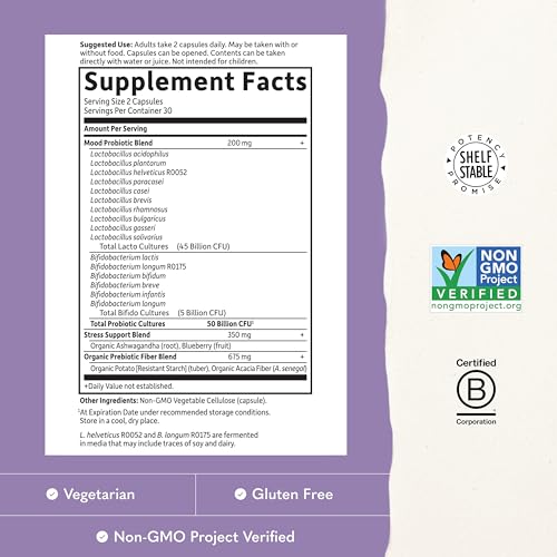 Garden of Life Dr. Formulated Mood+ Probiotic, 50 Billion CFU, Shelf Stable - image 3