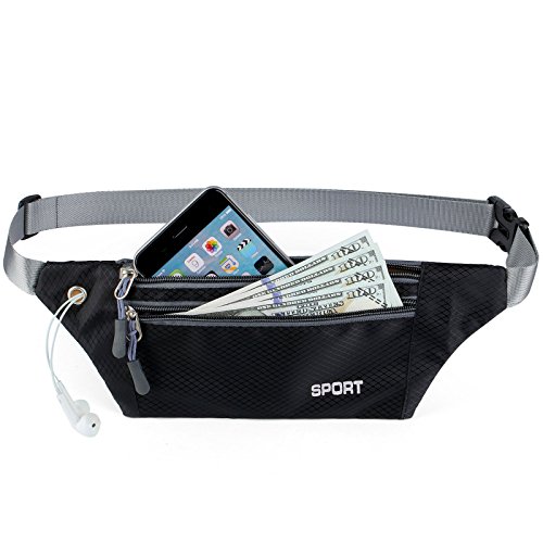 AirZyx Sacs Bananes Femme Homme de randonnée Sport Sacs Banane Homme Femme Running imperméable (Noir)