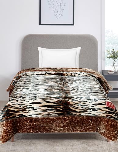 Image of Petals Dreams Blanket Single Bed for Heavy Winter,1100 GSM, 2 Ply, Cloudy Mink Blanket (170x230 cm) (Leopard 03)