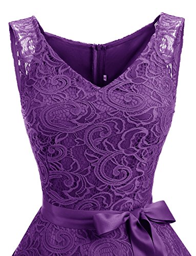 Image of Dressystar Women's Floral Lace V Neck Short Bridesmaid Cocktail Party Dress