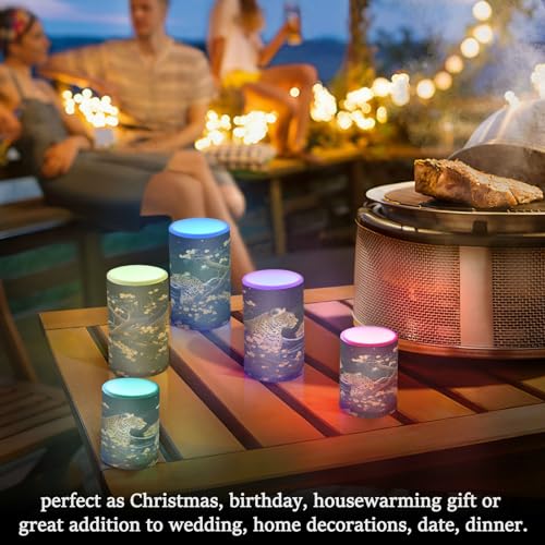 Image of Lights Flameless Candles Golden Leopard Pillar Candles Set of 2 Battery Operated Remote Control Warm Lights Home Decor