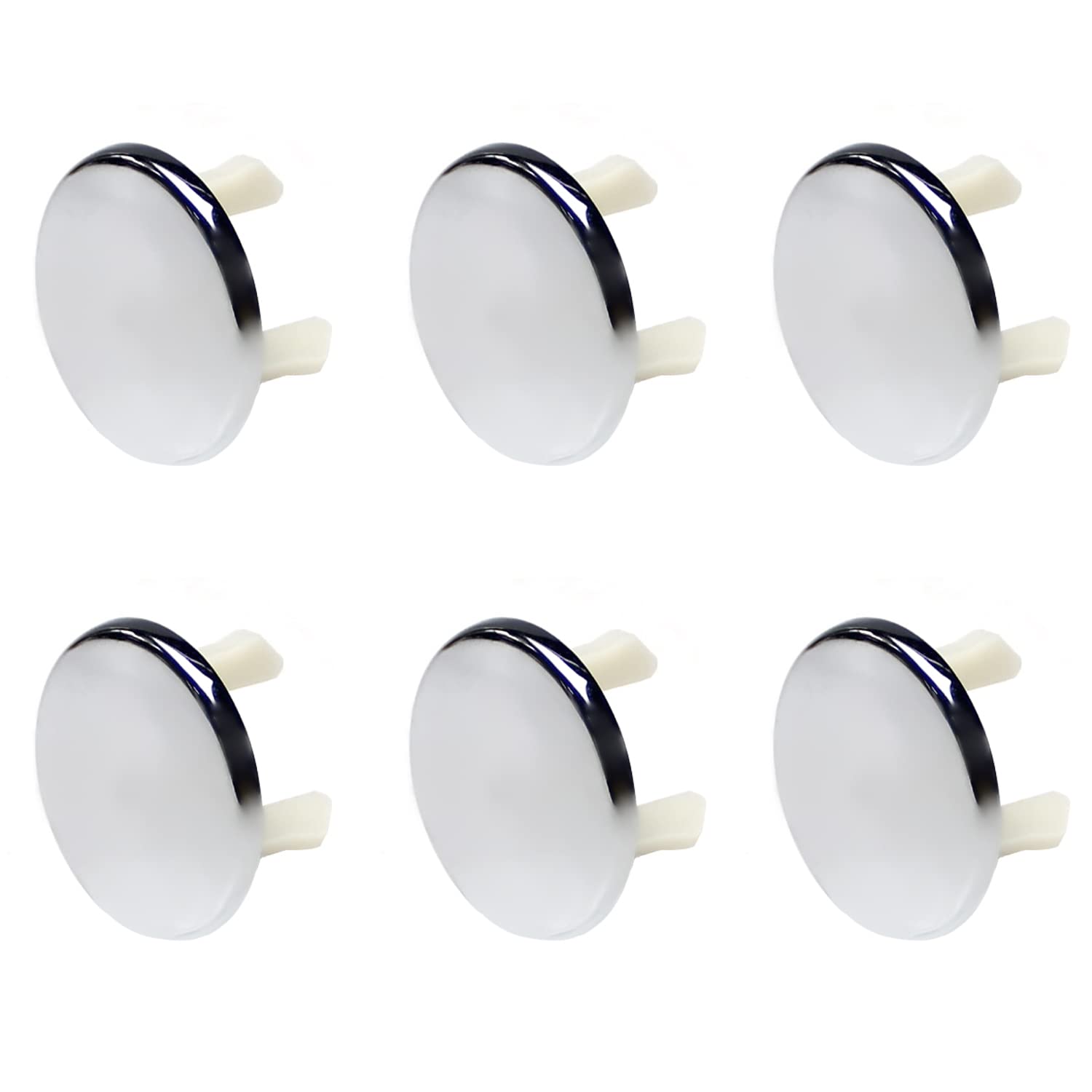 MroMax Sink Overflow Covers Bathroom Kitchen Basin Trim Single Layer Ring Caps Insert Spares Silver Tone 6 Pcs