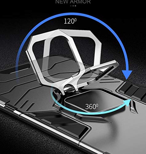 Image of REALCASE Vivo V15 Pro Case, Silicone, Thermoplastic Polyurethane Shockproof Rugged Slim Hybrid Magnetic Bracket 360 Ring Holder for Vivo V15 Pro (D5-Black)